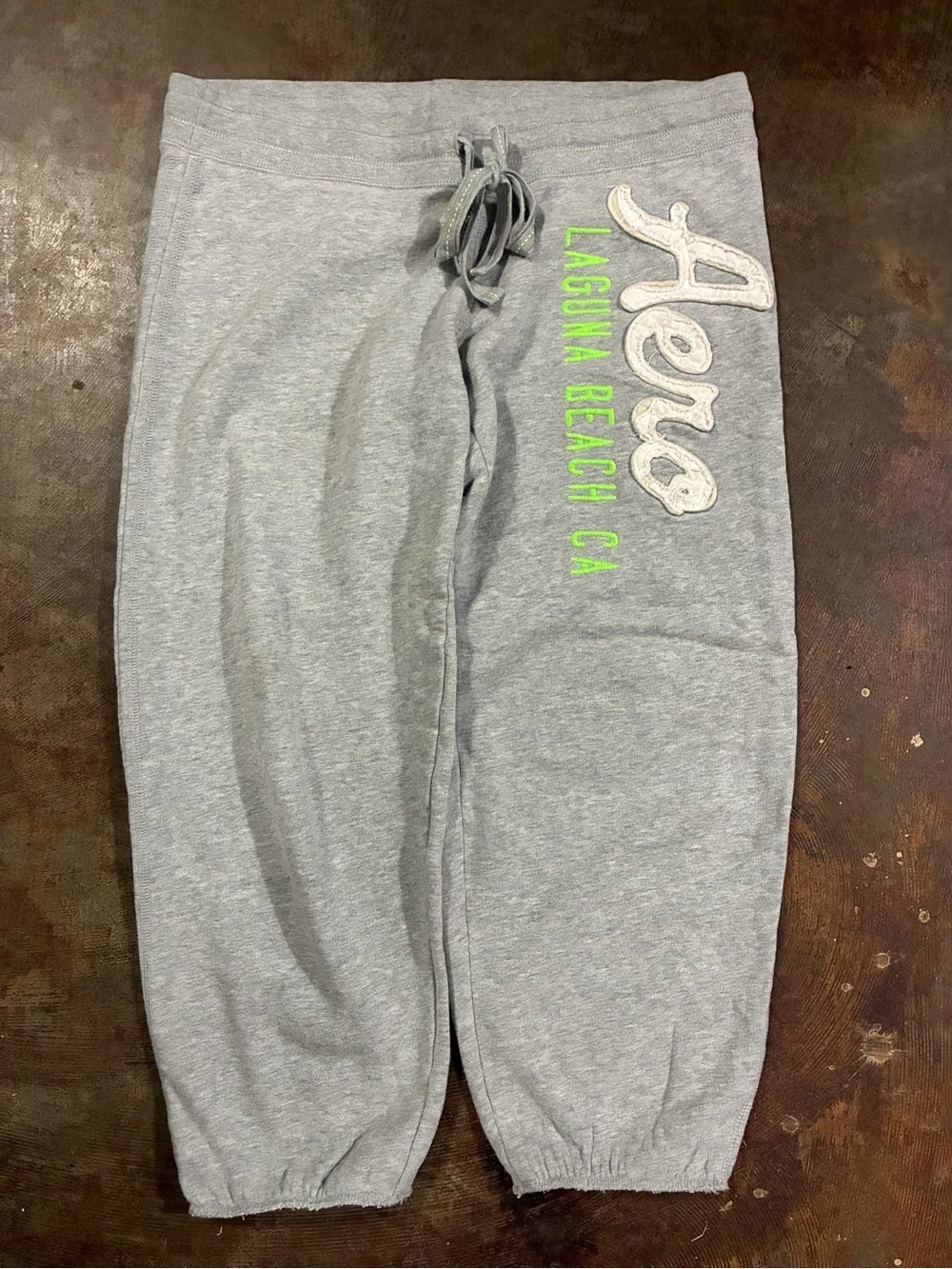 Aeropostale Gray Sweatpants with Lime Accent
